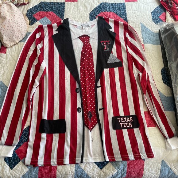 FAUX REAL Texas Tech Red Raiders Suit Tuxedo Long Sleeve T-Shirt L BNWT $39.99 - Picture 2 of 9